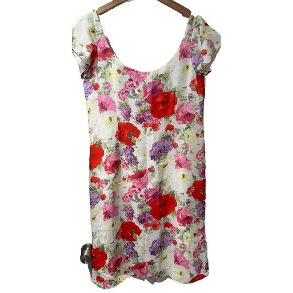 Ralph Lauren Floral Pocketed Cap Sleeve Sheath Dress Multicolor Size  14 - Picture 1 of 8